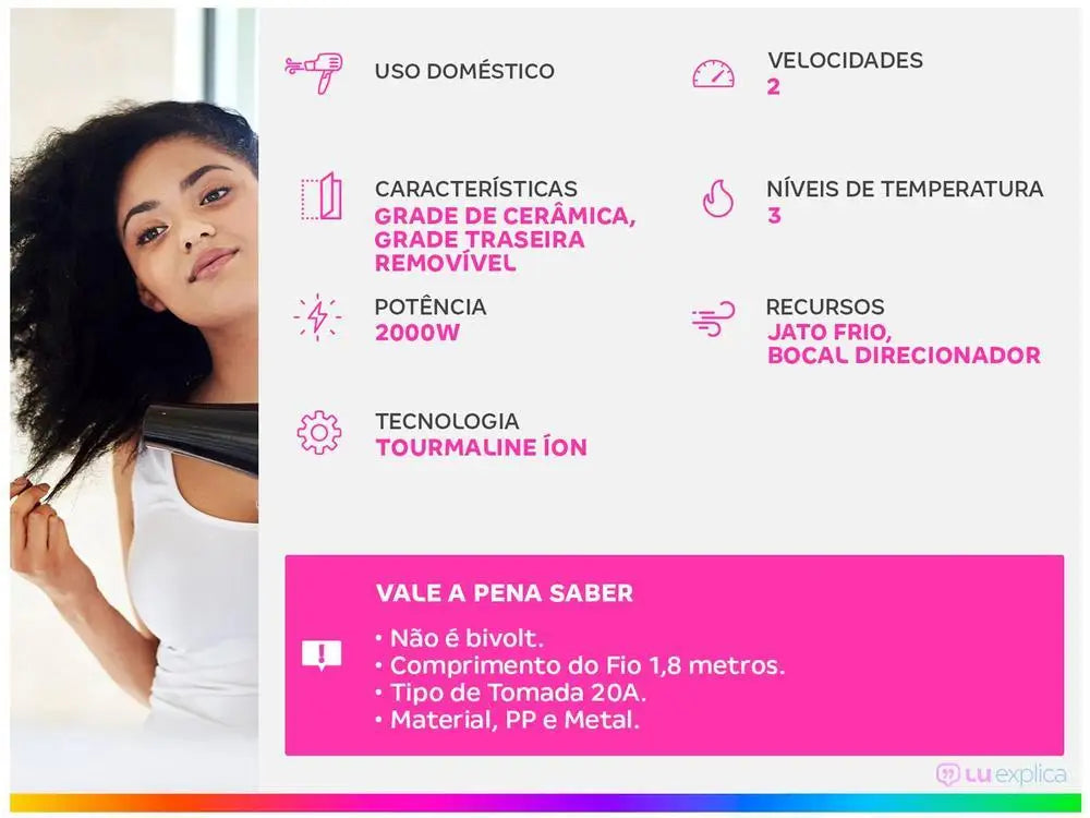 Secado de Cabelo Mondial Keratin Grafite e Rosé - SCN-11